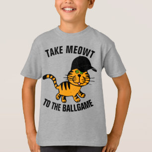 BASEBALL CAT NEHMEN MEOWT T - SHIRT KIDS JUGEND T-