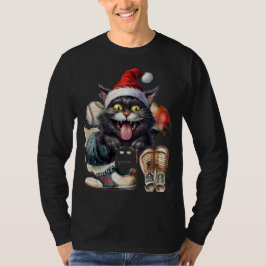 Baseball Cat-Weihnachtsmannmütze für Weihnachten T-Shirt