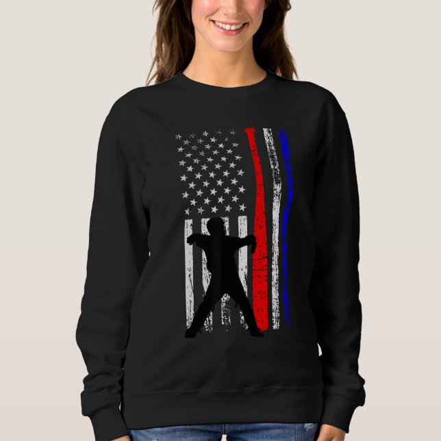 Baseball Catcher 4th of July American Flag Patriot Sweatshirt (Vorderseite)