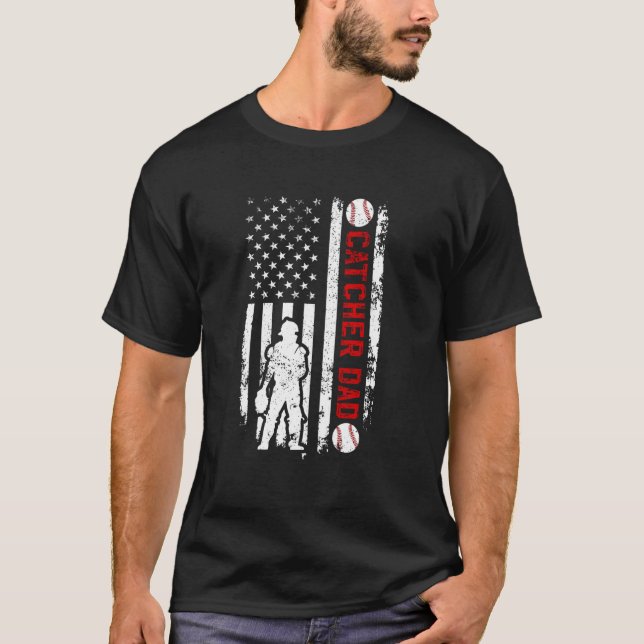 Baseball Catcher Dad eines Baseball Catcher Vaters T-Shirt (Vorderseite)