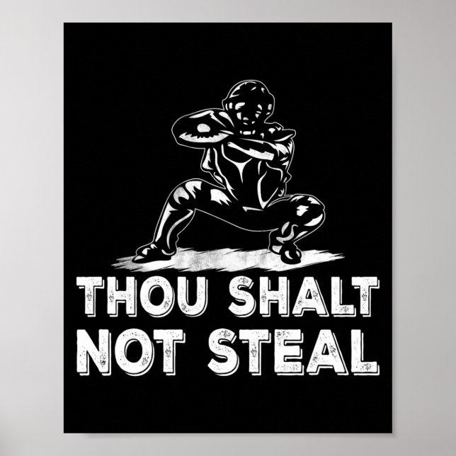 Baseball Catcher Du Sollst Nicht Stehlen Religiös  Poster (Vorne)