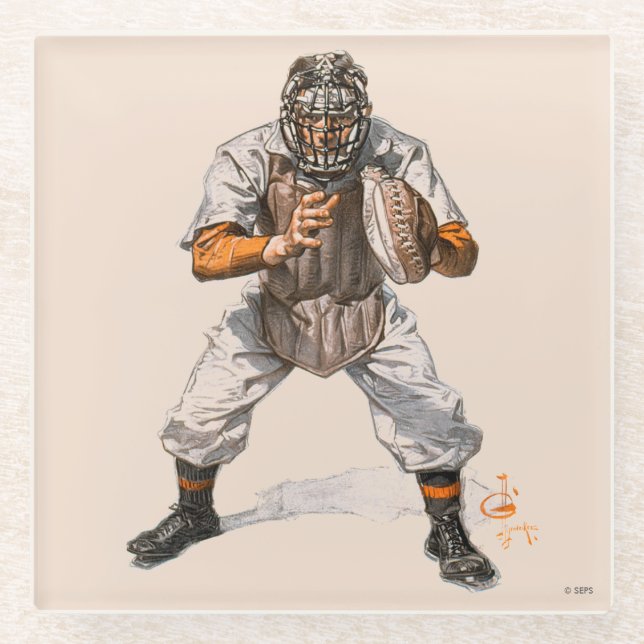 Baseball Catcher Glasuntersetzer (Vorderseite)