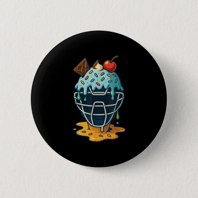 Baseball Catcher Mask Ice Creme Tropfen Sprinkles  Button (Vorderseite)