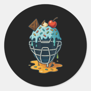 Baseball Catcher Mask Ice Creme Tropfen Sprinkles  Runder Aufkleber