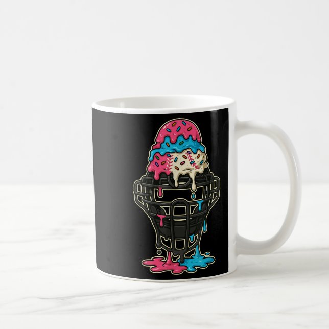 Baseball Catcher Maske Ice Creme Tropfen Baseball  Kaffeetasse (Rechts)