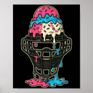 Baseball Catcher Maske Ice Creme Tropfen Baseball  Poster