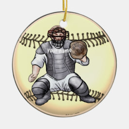 Baseball Catcher-Ornament Keramik Ornament