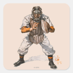 Baseball Catcher Quadratischer Aufkleber