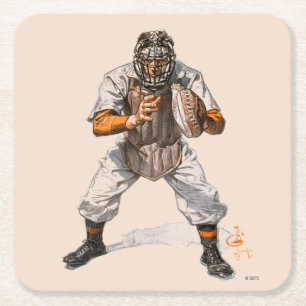 Baseball Catcher Rechteckiger Pappuntersetzer