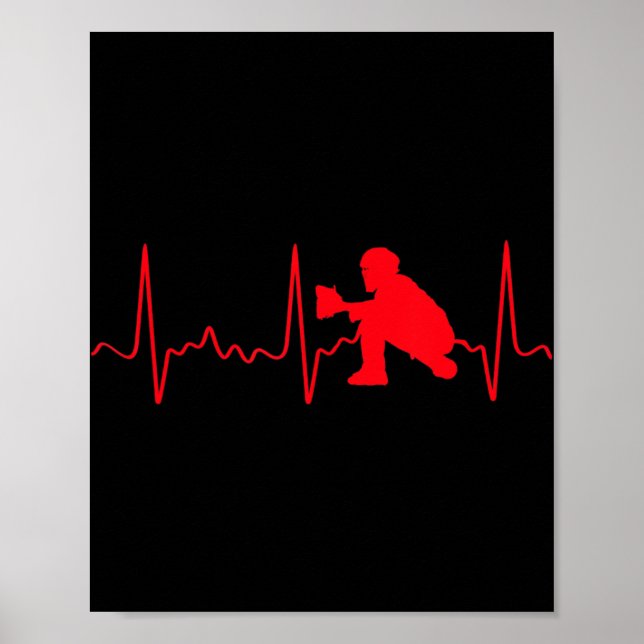 Baseball Catcher - Red Baseball Catcher Heartbeat Poster (Vorne)