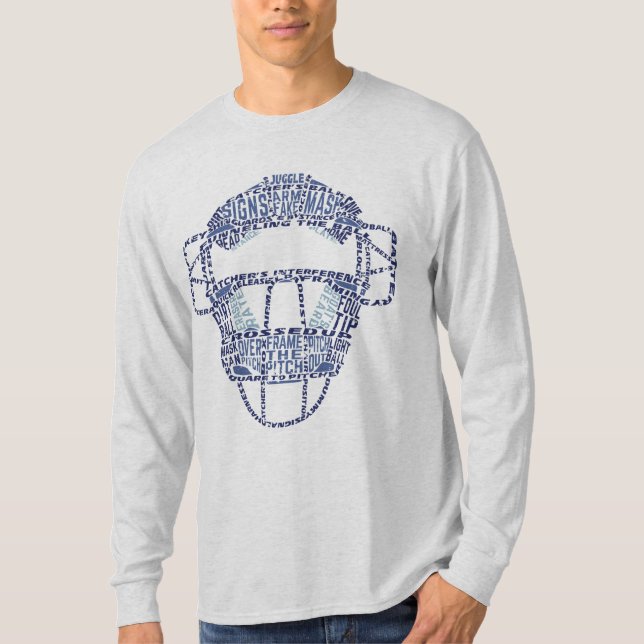 Baseball Catchers Maske Typografie T-Shirt (Vorderseite)