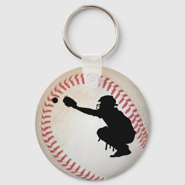 Baseball Cather Silhouette Schlüsselanhänger (Vorderseite)