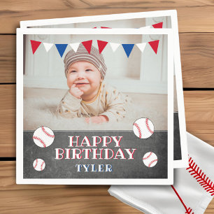Baseball Chalkboard Kids Foto Geburtstagsparty Serviette
