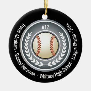 Baseball Champion Player School Black Keramik Ornament