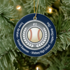 Baseball Champion Player School Silver Grau Blue Keramik Ornament