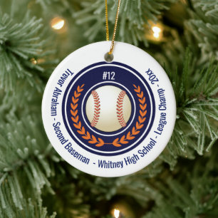 Baseball Champion School Blue Keramik Ornament