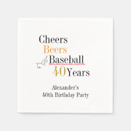 Baseball Cheers and Beers 40. Geburtstags-Party Serviette
