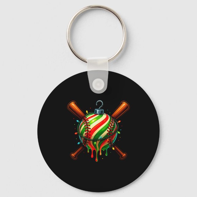Baseball Christmas Ice Cream Drip Baseball Dripng  Schlüsselanhänger (Vorderseite)