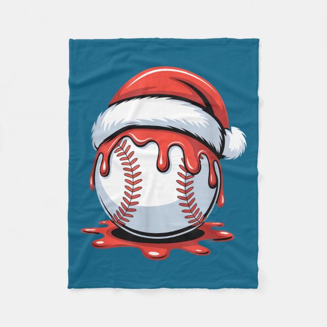 Baseball Christmas Santa Hat Dripng Festive Holida Fleecedecke (Vorderseite)
