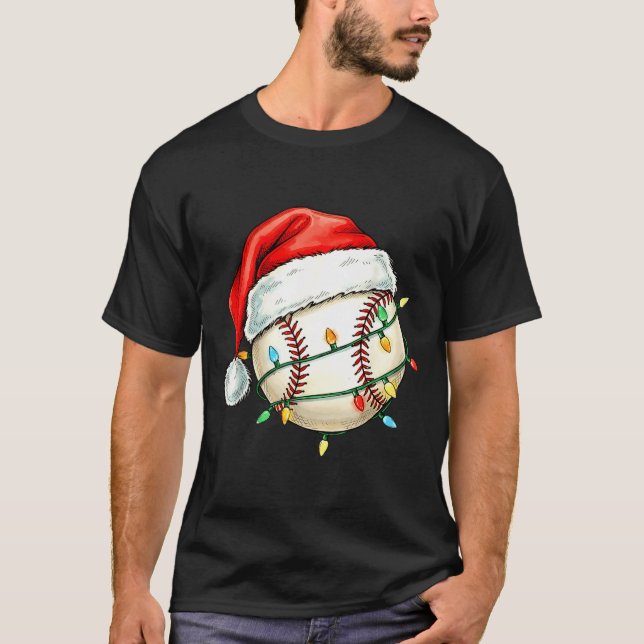 Baseball Christmas Shirt Funny Santa Hat Srt Men K (Vorderseite)