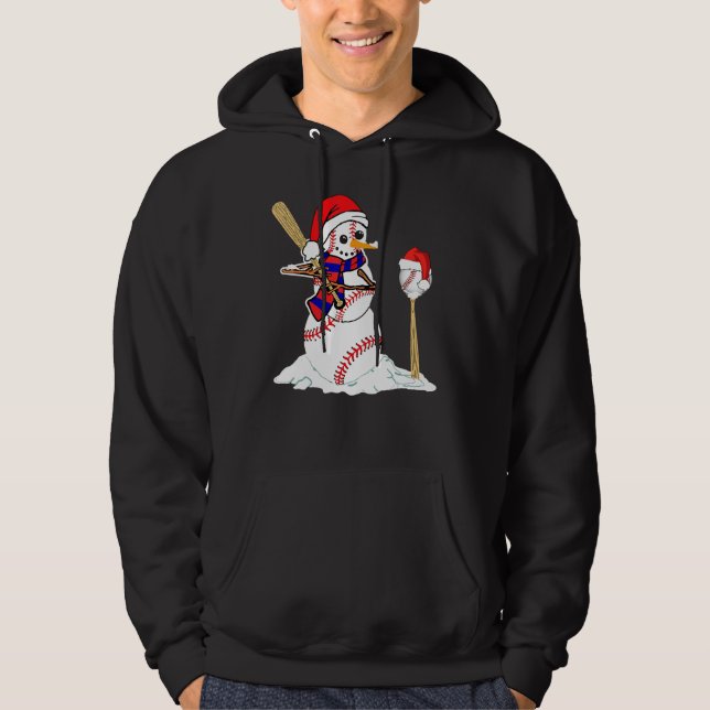 Baseball Christmas Snowman Playing Baseball Hoodie (Vorderseite)