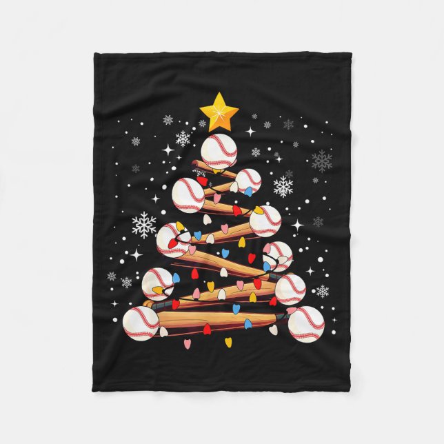 Baseball Christmas Tree Light Xmas Baseball Boys K Fleecedecke (Vorderseite)