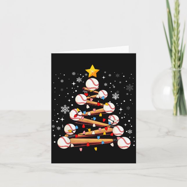 Baseball Christmas Tree Light Xmas Baseball Boys K Karte (Vorderseite)