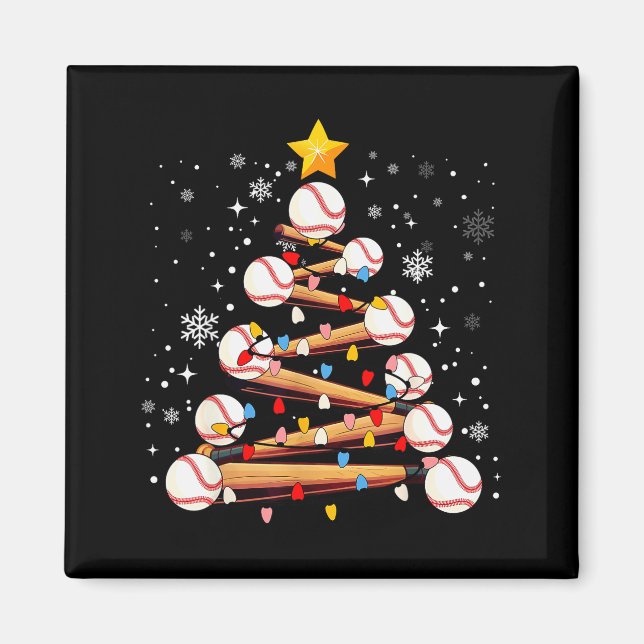 Baseball Christmas Tree Light Xmas Baseball Boys K Magnet (Vorne)