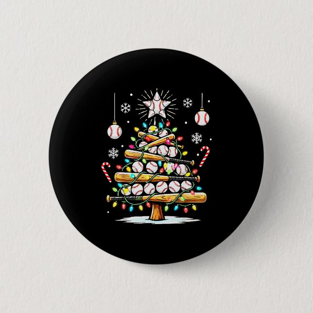 Baseball Christmas Tree Lights  Button (Vorderseite)