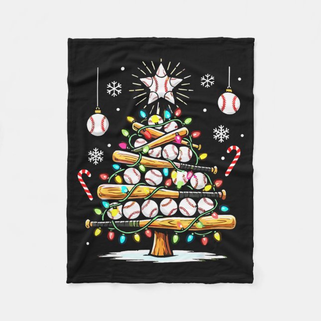 Baseball Christmas Tree Lights  Fleecedecke (Vorderseite)
