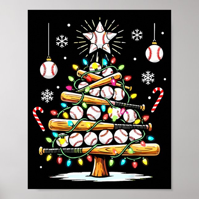 Baseball Christmas Tree Lights  Poster (Vorne)