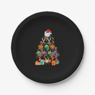 Baseball Christmas Tree Santa Hat Sport Lover Gift Pappteller