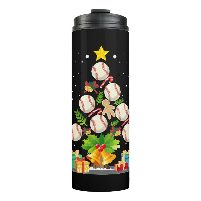 Baseball Christmas Tree Thermosbecher (Vorderseite)
