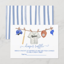 Baseball Clothesline Baby Showe Diaper Raffekarte