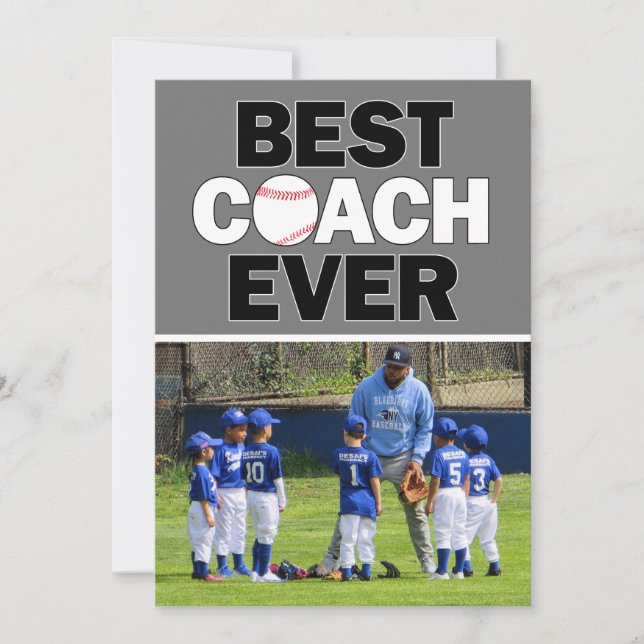 Baseball Coach Best je Custom Foto Vielen Dank Dankeskarte (Vorderseite)