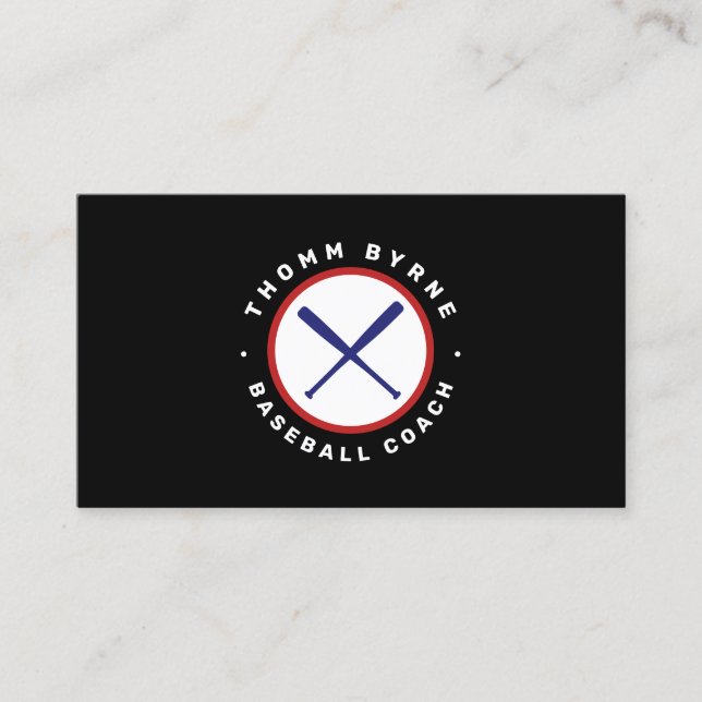 Baseball Coach Crossed Bat Business Card Visitenkarte (Vorderseite)