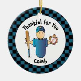 Baseball Coach Male Cartoon Danke, Weihnachten Keramik Ornament