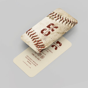Baseball Coach Monogram Rustic Baseball Initialen Visitenkarte