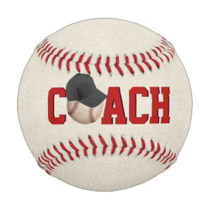 Baseball Coach Text mit Ball und Hut
