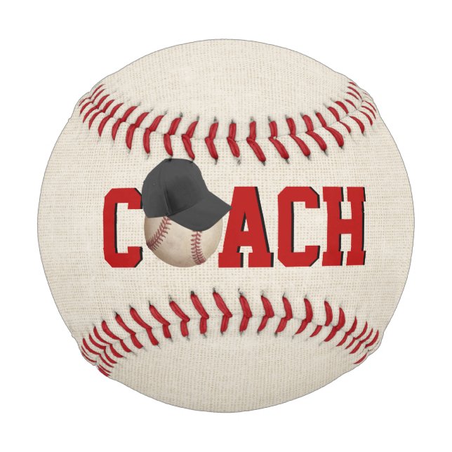 Baseball Coach Text mit Ball und Hut (Vorderseite)