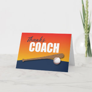 Baseball Coach Vielen Dank auf Blue und Orange Karte