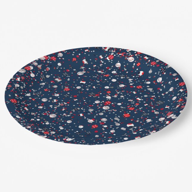 Baseball Confetti, Blue-PAPER-PARTY-TELLER Pappteller (Schrägansicht)