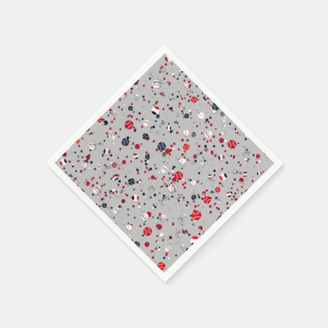Baseball Confetti, Grau-PAPER-PARTY NAPKINS Serviette (Ecke)