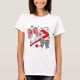 Baseball Coquette Aesthetic Sporty Bow Glitter T-Shirt