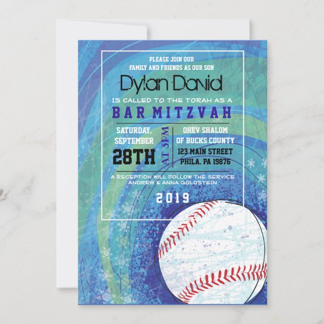 BASEBALL CRAZE Bar Bat Mitzvah Einladung (Vorderseite)