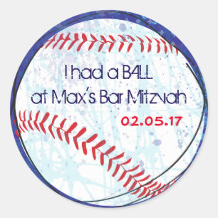BASEBALL CRAZE Bar Bat Mitzvah Geschenkaufkleber Runder Aufkleber