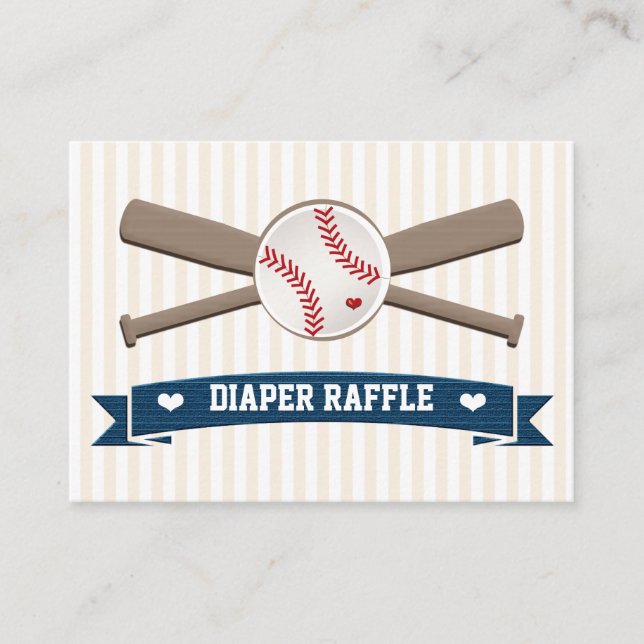 Baseball Crossed Bats Diaper Raffelkarten Begleitkarte (Vorderseite)