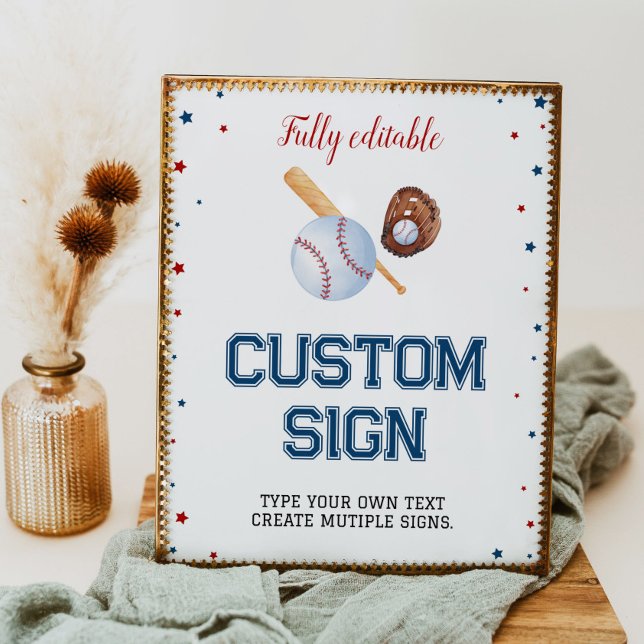 Baseball Custom Table Sign Birthday Baby Dusche Poster (Von Creator hochgeladen)