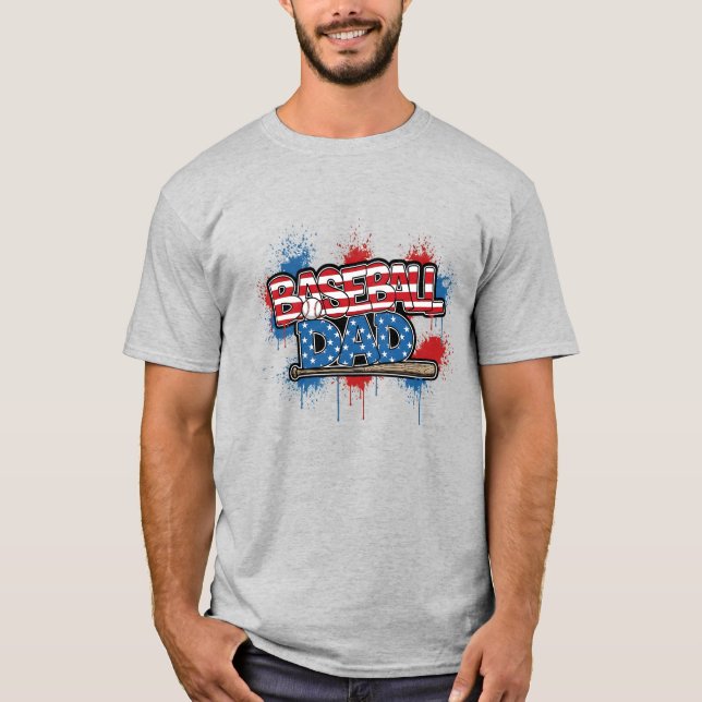 Baseball Dad Shirt Patriotic Splatter Tee (Vorderseite)