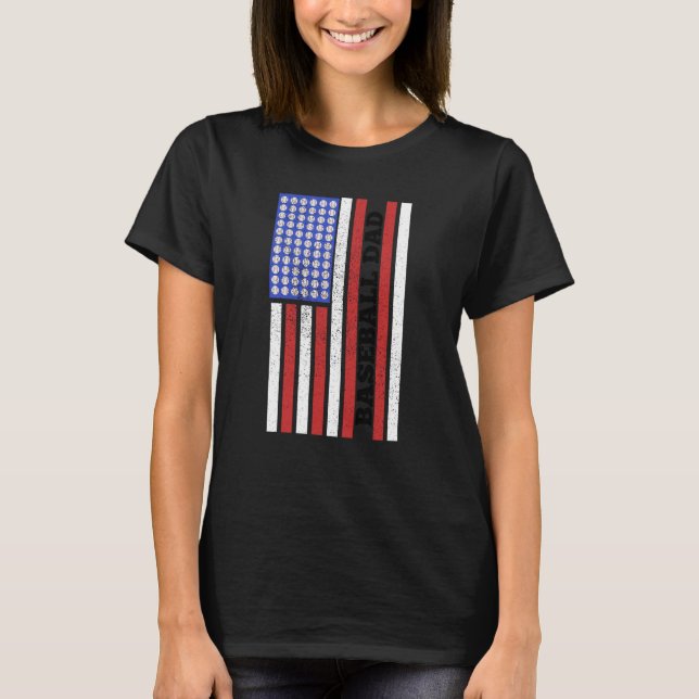 Baseball Dad USA Flag Baseball Player Fan Coach T-Shirt (Vorderseite)